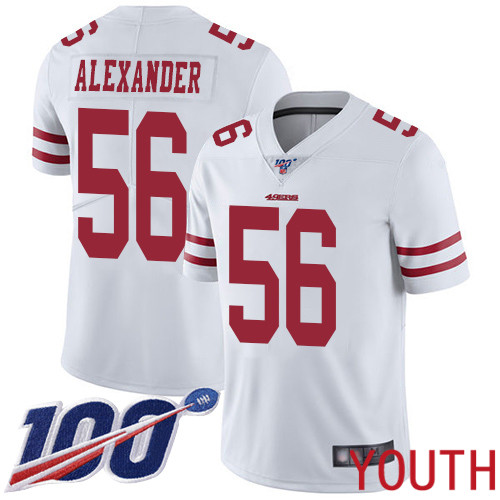 San Francisco 49ers Limited White Youth Kwon Alexander Road NFL Jersey 56 100th Season Vapor Untouchable